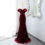 Sexy Burgundy Sequins Velvet Evening Dresses 2024 Trumpet / Mermaid Off-The-Shoulder Sleeveless Backless Sweep Train Evening Party Formal Dresses