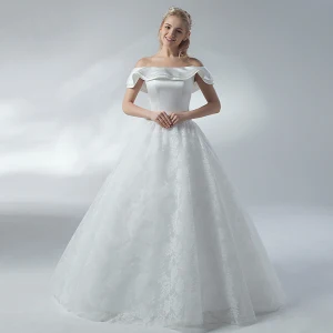 Erschwinglich Weiß Brautkleider Hochzeitskleider 2018 A Linie Off Shoulder Rückenfreies Kurze Ärmel Lange Hochzeit