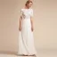 Modest / Simple White Maxi Dresses 2018 A-Line / Princess Lace Scoop Neck Short Sleeve Floor-Length / Long Womens Clothing