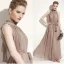 Elegant Summer Khaki Maxi Dresses 2018 Pleated High Neck Short Sleeve Floor-Length / Long Womens Clothing