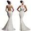 Modern / Fashion White Maxi Dresses 2018 Trumpet / Mermaid Lace Flower High Neck Sleeveless Sweep Train Womens Clothing