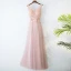 Chic / Beautiful Champagne Bridesmaid Dresses 2017 A-Line / Princess V-Neck Sleeveless Crossed Straps Appliques Beading Lace Tulle Bridesmaid Tea-length