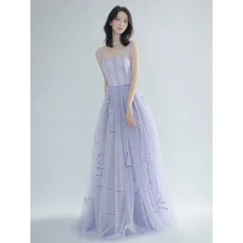 Modest Simple Lavender Summer Prom Dresses 2018 A Line Princess Spaghetti Straps Backless Sleeveless Floor Length Long Formal Dresses
