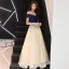 Elegant Champagne Prom Dresses 2018 A-Line / Princess Sequins Off-The-Shoulder Backless Short Sleeve Floor-Length / Long Formal Dresses