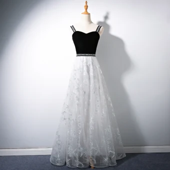 Moderne Mode Noire Robe De Bal 2018 Princesse Paillettes Étoile Bretelles Spaghetti Dos Nu Sans Manches Longue Robe De Ceremonie