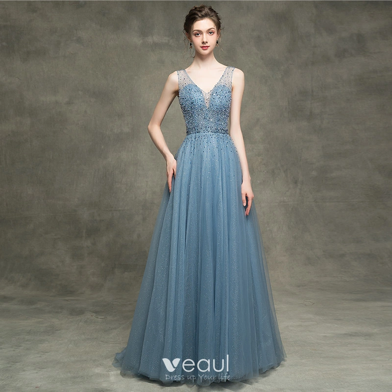 strapless open back dress V-Neck Off-Shoulder Sleeveless Pleated High Slit Sweep Train Satin Mermaid Prom  Dress main image 1