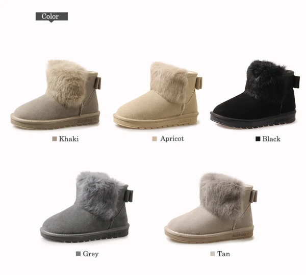 Modern / Fashion Womens Boots 2017 Khaki Leather Ankle Suede Casual Winter Flat Snow Boots