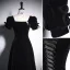 Elegant Black Solid Color Velvet Prom Dresses 2023 A-Line / Princess Square Neckline Short Sleeve Backless Floor-Length / Long Prom Formal Dresses