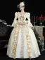 Vintage / Retro Medieval Champagne Prom Dresses 2024 Flower Lace Floor-Length / Long U-Neck Cosplay Long Sleeve A-Line / Princess Ball Gown Prom