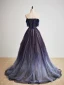 Fashion Purple Beading Sequins Ruffle Prom Dresses 2024 A-Line / Princess Strapless Sleeveless Backless Floor-Length / Long Prom Formal Dresses