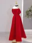 Charming Red Evening Dresses 2025 A-Line / Princess Strapless Sleeveless Backless Floor-Length / Long Evening Party Formal Dresses