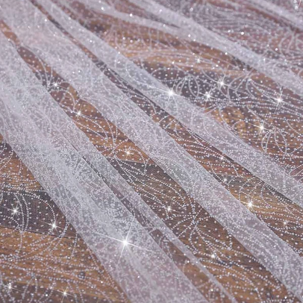 Glitter Bling Bling Witte Tule Glans Kerk Chapel Train Bruidssluier 2019