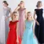 Affordable Bridesmaid Dresses 2017 A-Line / Princess Short Sleeve Backless Pearl Tulle Sash Floor-Length / Long Wedding Party Dresses