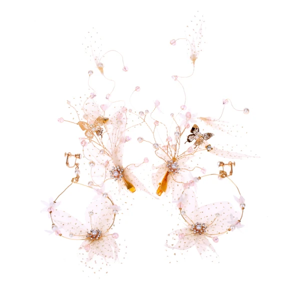 Flower Fairy Cinderella White Earrings Headpieces 2019 Butterfly Flower Wedding Prom Evening Party Handmade Accessories