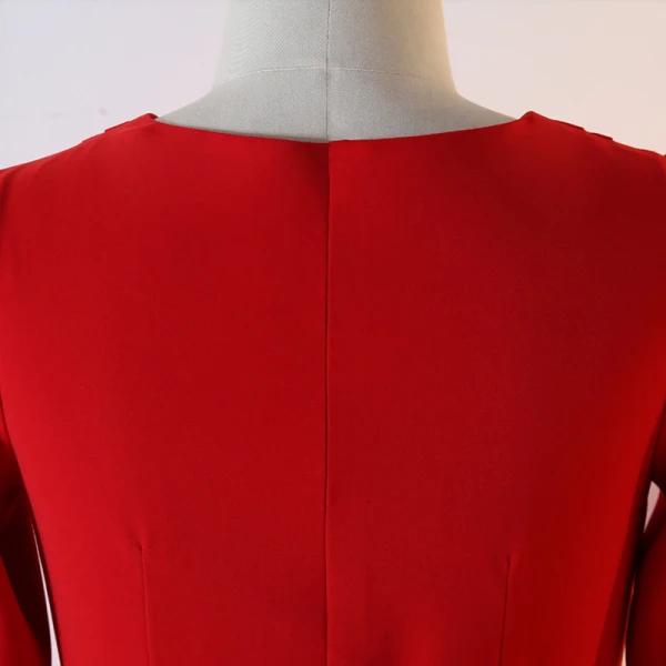 Klassisch Elegante Rot Übergröße Abendkleider 2020 A Linie V-Ausschnitt Chiffon Einfarbig Schaltflächen Lange Ärmel Knielang Kurze Abend Festliche Kleider