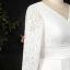 Classic Elegant Ivory Plus Size Wedding Dresses 2020 A-Line / Princess V-Neck Floor-Length / Long Lace Satin Long Sleeve Checked Embroidered Solid Color Wedding