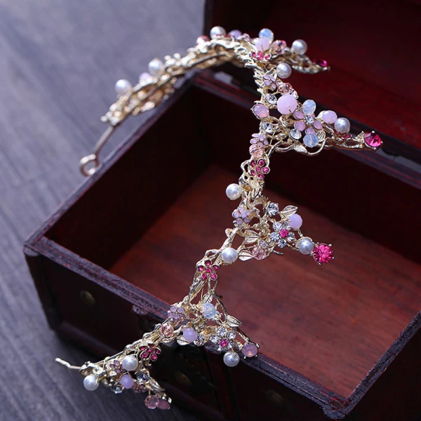 Chic / Beautiful Candy Pink Bridal Jewelry 2017 Metal Beading Crystal Rhinestone Headpieces Wedding Prom Accessories