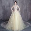 Flower Fairy Yellow Prom Dresses 2017 A-Line / Princess Scoop Neck Long Sleeve Appliques Flower Ruffle Tulle Royal Train Formal Dresses