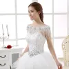 White Lace Beading Crystal Rhinestone Wedding Shawls 2017