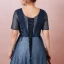 Classique Élégant Bleu Marine Grande Taille Robe De Soirée 2018 Princesse U-Cou Tulle Bretelles croisées Appliques Dos Nu Perlage Été Manches Courtes Soirée Robe De Ceremonie