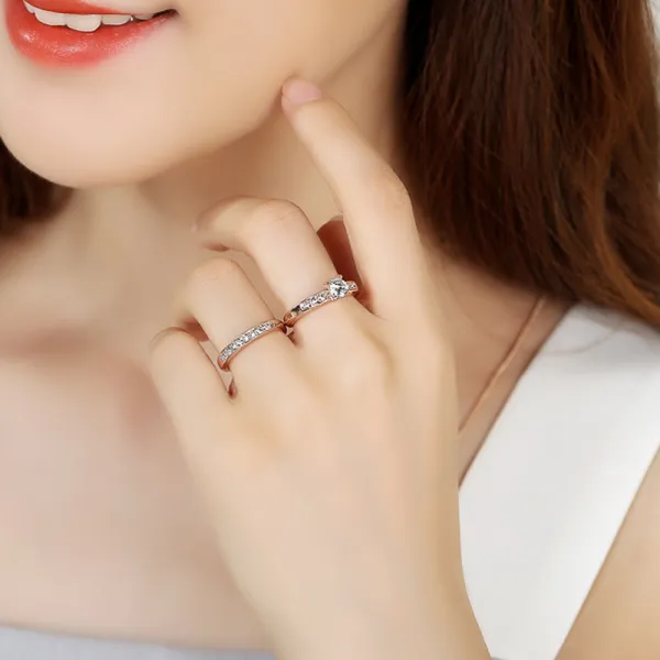 Moderne Mode Faux Diamant Dore Zircone cubique Bague Concours de beaute 2 pieces Anneaux 2019 Accessorize