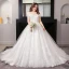 Unique Blanche Robe Boule Robe De Mariée 2019 Appliques Dos Nu Dentelle Tulle Bustier Chapel Train Mariage