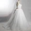 Modest / Simple Champagne Chapel Train Wedding 2018 Tulle Ball Gown Puffy Strapless Sleeveless Wedding Dresses