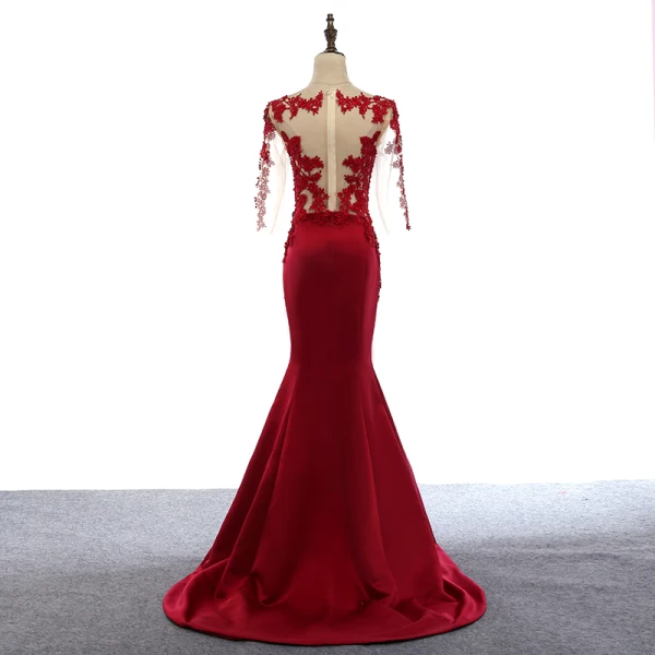 Modern / Fashion Evening Dresses  2017 Scoop Neck Appliques 3/4 Sleeve Trumpet / Mermaid Lace Formal Dresses