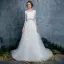 Bohême 2 Pièces Plage Robe De Mariée 2017 Princesse Manches Longues Appliques En Dentelle Blanche Volants Tulle Tribunal Train