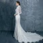 Vintage / Originale Ivoire Dentelle Robe De Mariée 2017 Trompette / Sirène Col Haut Manches Longues Dos Nu Laçage Tribunal Train
