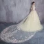 Flower Fairy Yellow Prom Dresses 2017 A-Line / Princess Scoop Neck Long Sleeve Appliques Flower Ruffle Tulle Royal Train Formal Dresses