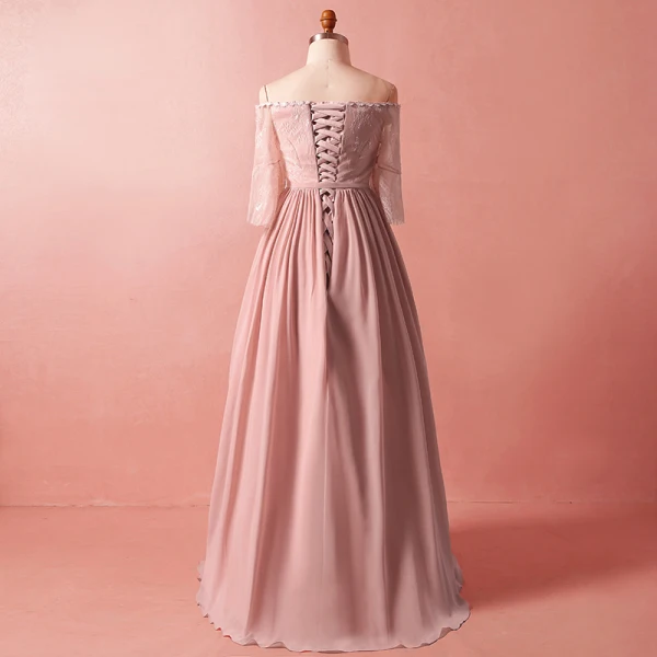 Classique Élégant Rougissant Rose 2018 Grande Taille Robe De Soirée Princesse Bustier En Dentelle Tulle Bretelles croisées Appliques Dos Nu Été 1/2 Manches Soirée Robe De Ceremonie