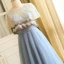 Chic / Beautiful Sky Blue Plus Size Evening Dresses  2018 A-Line / Princess U-Neck Tulle Appliques Backless Beading Evening Party Prom Dresses