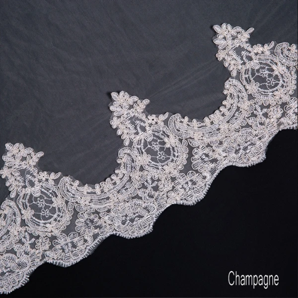 Chic / Beautiful White Wedding Tulle Lace Appliques Cathedral Train Wedding Veils 2018