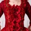 Vintage / Retro Red Puffy Ball Gown Prom Dresses 2018 Chapel Train Tulle U-Neck Lace-up Beading Flower Sequins Prom Formal Dresses