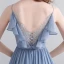 Schlicht Himmelblau Lange Abendkleider 2018 A Linie Chiffon V-Ausschnitt Schnüren Schaltflächen Rückenfreies Abend Festliche Kleider
