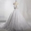 Sparkly Bling Bling White Chapel Train Wedding 2018 U-Neck Tulle Glitter Beading Crystal Sequins Ball Gown Wedding Dresses