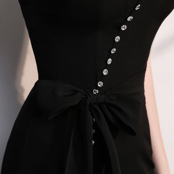 Modern / Fashion Black Evening Dresses 2017 Trumpet / Mermaid One-Shoulder Backless Beading Polyester Evening Party Formal Dresses