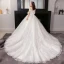 Unique Blanche Robe Boule Robe De Mariée 2019 Appliques Dos Nu Dentelle Tulle Bustier Chapel Train Mariage