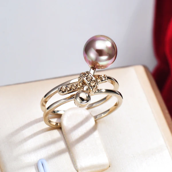 Klasyczna Eleganckie Frezowanie Rhinestone Nadzieja Szczęściarz Pierścień Szampan Metal Karnawał Pierścienie 2019 Akcesoria
