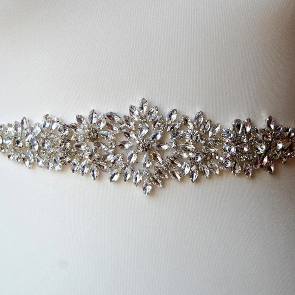 Luxus / Herrlich Ivory / Creme Schärpen 2020 Satin Metall Perlenstickerei Strass Hochzeit Abend Ball Brautaccessoires