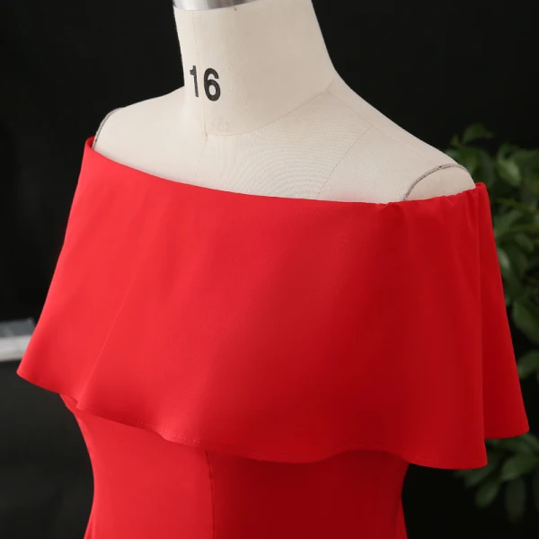 Simple Rouge Grande Taille Robe De Soirée 2020 Trompette / Sirène De l'épaule Fermeture éclair Couleur Unie Sans Manches Dos Nu Train De Balayage Soirée Robe De Ceremonie