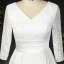 Classic Elegant Ivory Plus Size Wedding Dresses 2020 A-Line / Princess V-Neck Floor-Length / Long Lace Satin Long Sleeve Checked Embroidered Solid Color Wedding