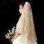 Sparkly Bling Bling Champagne Korte Brudeslør 2019 Tyll Glitter Paljetter Bryllup Tilbehør