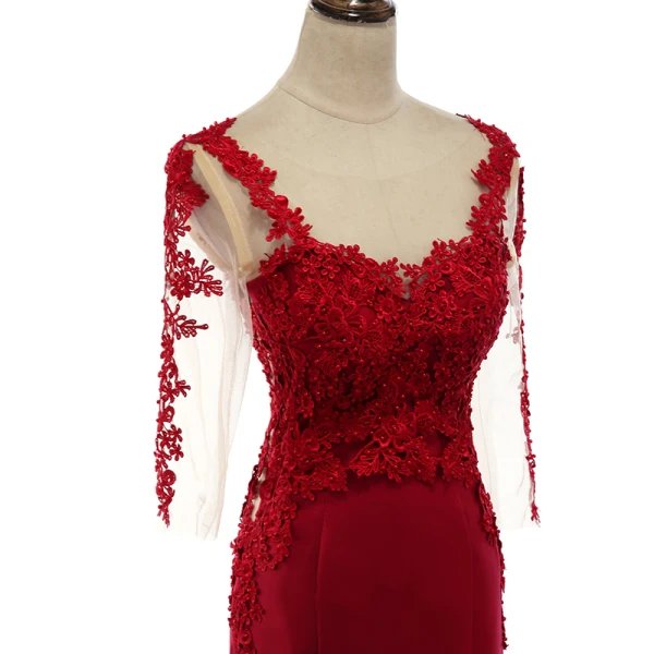 Modern / Fashion Evening Dresses  2017 Scoop Neck Appliques 3/4 Sleeve Trumpet / Mermaid Lace Formal Dresses