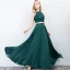 2 Pièces Bleu Marine Robe De Bal 2017 Princesse Encolure Dégagée Sans Manches Longue Volants Chiffon Robe De Ceremonie