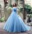 Cinderella Prom Dresses 2017 Off-The-Shoulder Short Sleeve Beading Rhinestone Butterfly Sweep Train Glitter Organza Ball Gown Formal Dresses