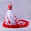 Stunning 2 Piece Red White Wedding Dresses 2017 Scoop Neck Strapless Sleeveless Ruffle Flower Ball Gown Chapel Train