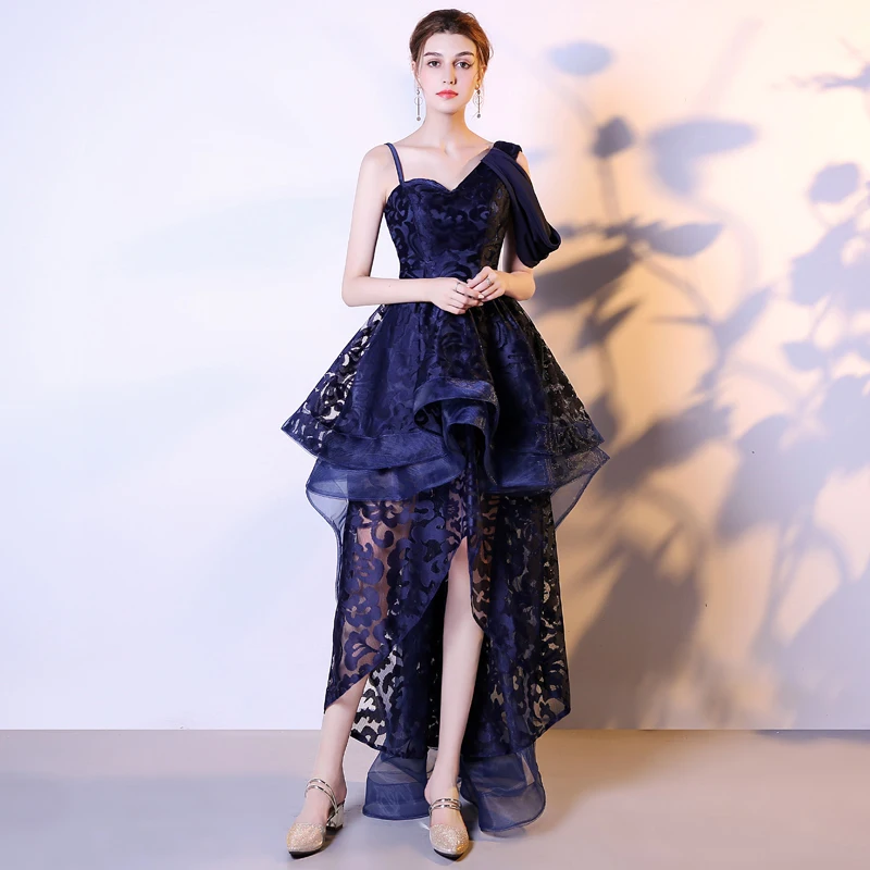 open lace back dress Blue Tulle Short Party Dress, Lovely A-Line Off Shoulder Prom Dress