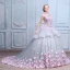 Stunning Amazing / Unique Wedding Dresses 2017 Scoop Neck Sleeveless Appliques Bow Lace Blushing Pink Flower Grey Organza Ball Gown Prom Dresses Chapel Train